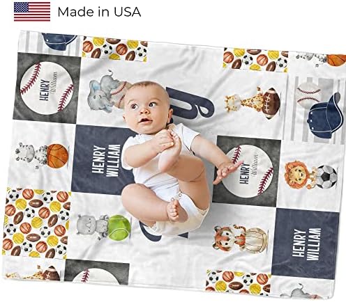 MDPrints Woodland Personalized Baby Blankets for Boys, Personalized Baby Gifts with Name, Customized Baby Blanket, Newborn Boy Gift, Soft Fleece (Woodland 73) - Image 2