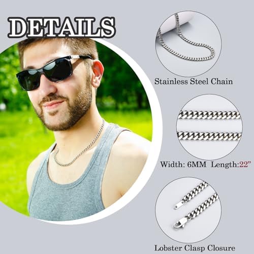 6MM Cuban Link Chain Necklace Jewelry Gifts for Teen Boys Men Him - Image 3