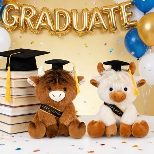 Class of 2026 Graduation Highland Cow Plush Toy-8inch Highland Cow - Image 4