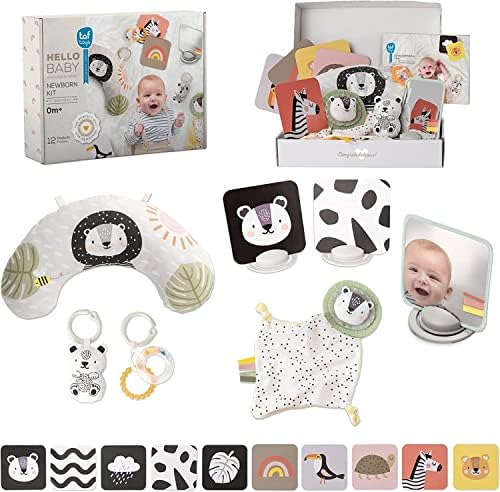 Taf Toys Newborn Developmental Toy Kit, Perfect for Boys and Girls, Includes 12 Essential Boy and Girl Toys for Learning and Stimulation, Ideal New Baby Gift Basket by TafToys