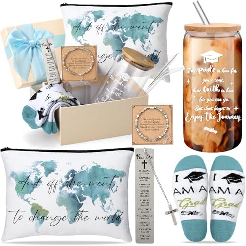 Skylety Graduation Gifts for Her 2026 College Graduation Gifts for Women Bracelet Socks Glass Cup Keychain Cosmetic Bag for College by Skylety