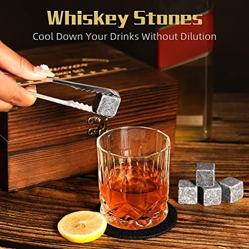Xgunion Whiskey Stones Gift Set 2 Glasses 8 Granite Rocks with Tongs - Image 5