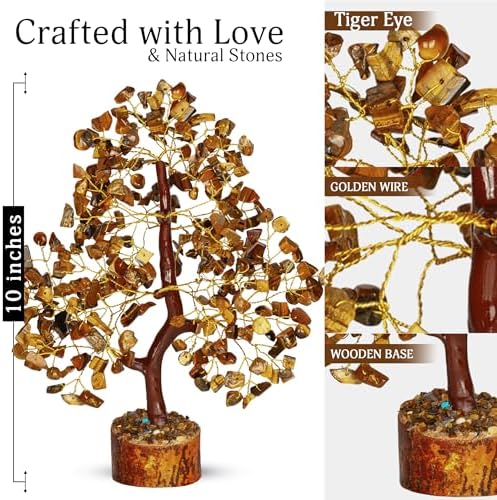 YATSKIA Tiger Eye Crystal Tree | Feng Shui Money Tree | Thank You Gifts | Crystals and Gemstones | Meditation Room Decor | Birthday Gifts for Women | 10 Inch 300 Beads - Image 2