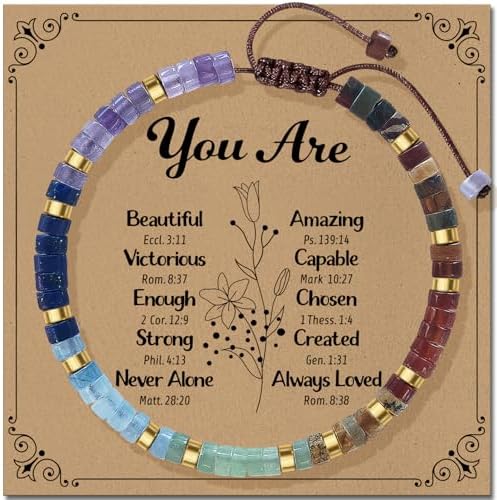 Inspirational Christmas Bracelet Gifts for Women: Healing Natural Stone Bracelet - Thinking of You Get Well Soon Birthday Gifts for Friend Sister Bestie BFF by ZOKCC