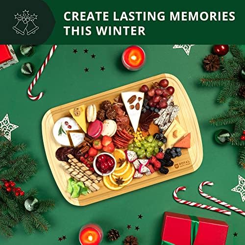 ROYAL CRAFT WOOD Wooden Cutting Boards for Kitchen Meal Prep & Serving - Bamboo Wood Serving Board Set with Deep Juice Groove Side Handles - Charcuterie & Chopping Butcher Block for Meat - Image 6