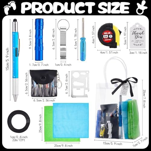 60PCS Baby Shower Prizes for Men 6 Set with Cleaning Cloth Bottle Opener Screwdriver Tape Measuring Keychain Multi Tool Pen Gift Bag Baby Shower Game Prizes for Winner Bachelor Party - Image 4