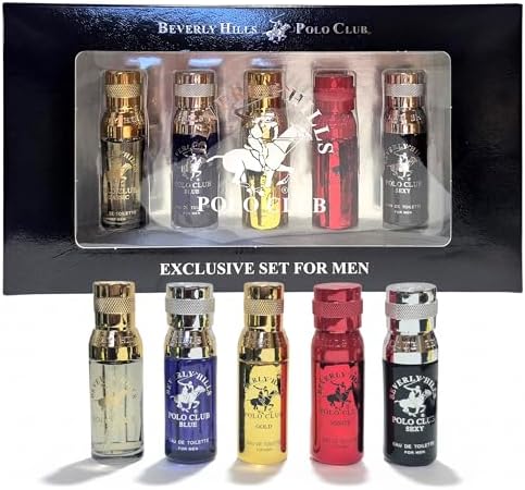 Beverly Hills Polo Club 5 Piece Mini Gift Set Exclusive for Men, EDT Eau De Toilette 5 Mini 0.5oz Bottles by BeverlyHillsPoloClub