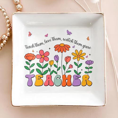 Teacher Appreciation Gifts for Women, Floral 4" Jewelry Dish, Thank You Gifts for Teachers, Graduation & Back to School Gift For Teacher, End of Year Gift from Student, Retirement Teachers - Image 5