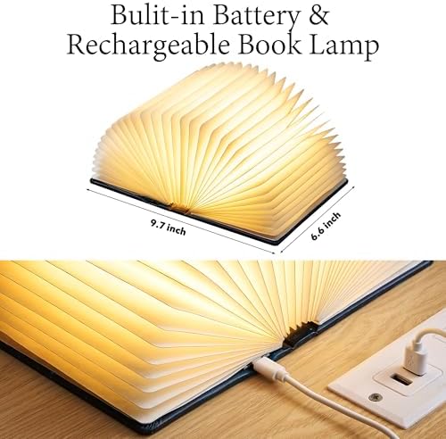 Uniwolk Book Lovers Gifts BookLamp - 5 Color Lights, 1200mah Battery, Foldable Paper Lamp as Book Decor & Accessories, Hot Foil Cover Design, Unique Gifts for Women or Friends & Christmas - Image 4