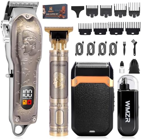 Professional Hair Clipper Set, Men's Hair Clipper, T-Shaped sideburn Trimmer, Electric Shaver,Nose Hair Trimmer,Beauty Salon kit for Hair Cutting and Shaving. (Gold) by Unknown