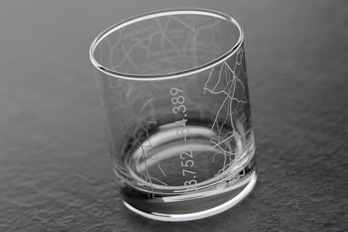 Well Told Engraved Atlanta Georgia Map Rocks Glass, Old Fashioned Whiskey Glass (11 oz, Clear) Etched Whiskey Glass, Gifts For Whiskey Lovers