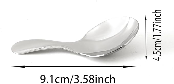 Silver Stainless Steel Short Handle Spoons 3 Pack Round Dessert Spoons 304 Steel Mini Spoon Set for Coffee Ice Cream Tea Seasoning（3.58 x 1.77Inch）