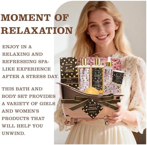 Warm Vanilla Spa Gifts for Women, Spa Bath & Body Gift Basket Skin Care Kit - Image 5