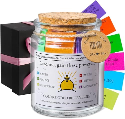 MWMXNNT Bible Verse Jar Christian Gifts for Women, Mom, Friend, Teen, Decorative Glass Inspirational Scripture Jar With 96 Bible Verse & 48-inch Ribbon Bow by Unknown