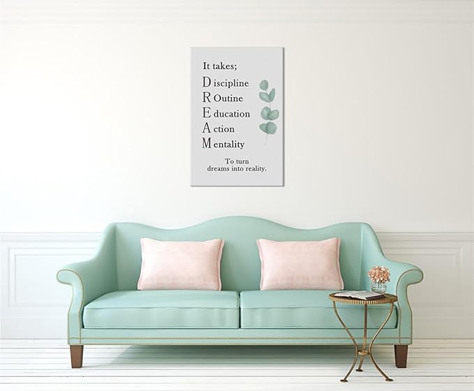 Dream Ideal Motivational Canvas Wall Art To Turn Dreams Into Reality Inspirational Poster Inspiring Painting Prints Wall Pictures for Living Room Home Office Gym Decor Framed Artwork [36''H x 24''W]