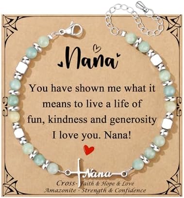 Gifts for Women Faith Cross Bracelet, Unique Amazonite Bracelets for Women by Joycuff
