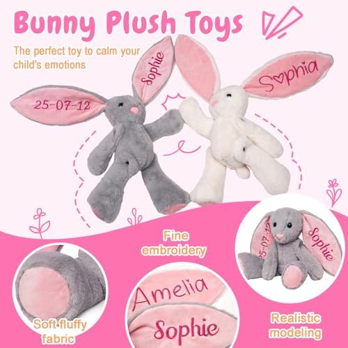 Personalized Bunny Plush with Embroidery Name,Bunny Stuffed Animal Toys - Image 5