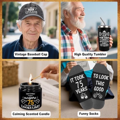 75th Birthday Gifts for Men Tumbler Set, Unique Gift for 75 Year Old Man - Image 4