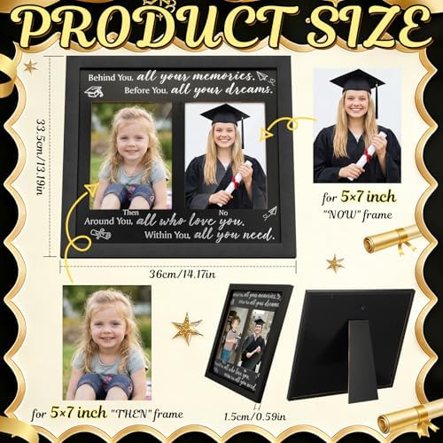 Wenqik Then and Now Graduation Picture Frame, Silver, Classic - Image 2