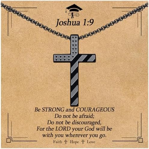 EPIRORA Graduation Gifts Necklace for Him Class of 2026, Stainless Steel Cross Necklace for Boys Men, Inspirational necklaces jewelry Gift for 5th 6th 8th Grade High School College Graduates, 22"+2" by EPIRORA