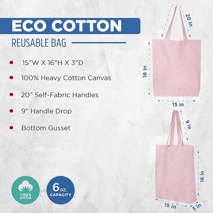 shop4ever Personalized Custom Design Your Own Eco Cotton Tote Reusable Shopping Bag Customizable Gift