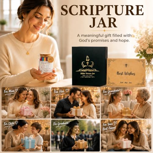 Bible Verse Jar(KJV) - Christian Gifts For Women, Men, Mom, Dad, Friend, Birthday Gifts For Women, Easter Basket Suffers, Christmas & Mothers Day Gift, Graduation Gift- Prayer Jar Daily Encouragement - Image 5