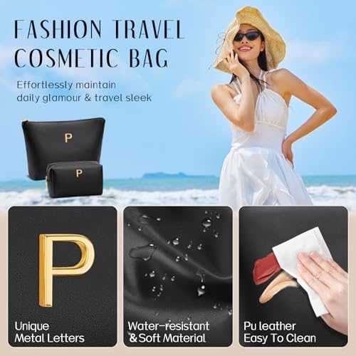 Gifts for Women Girls Personalized Initial Travel Makeup Bag - Image 3