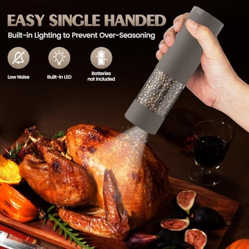 Electric Salt and Pepper Grinder Set Automatic Adjustable Coarseness Pepper Grinder Shakers Set Kitchen Products White Elephant Gift Anniversary Christmas Ideas Gifts for Men - Image 3