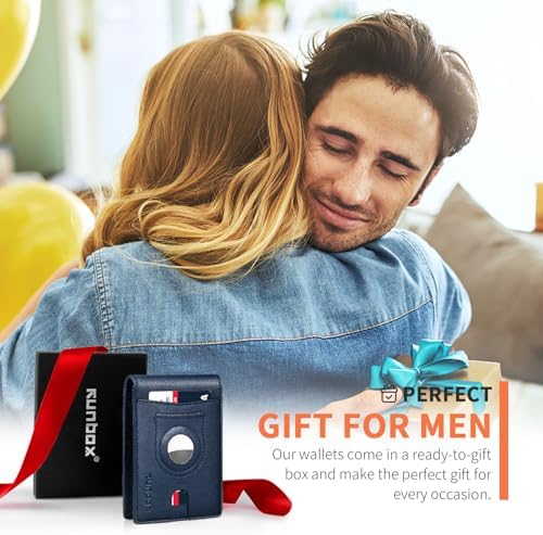 RUNBOX AirTag-Wallet-Mens-Slim-RFID Blocking Wallets Leather with Bill Compartment Air Tag Bifold Card Holder Wallet Gifts for Men Dad - Image 6