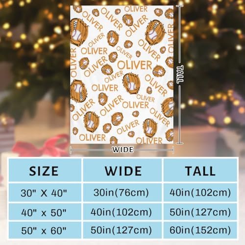 Personalized Baby Blankets for Girls Boys, Custom Baby Blanket with Name Swaddle Toddler Fleece Blanket Personalized Gift White Baseball Mitt Text - Image 3