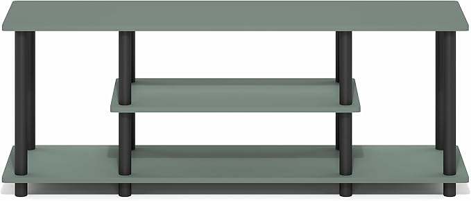 Furinno Turn-N-Tube TV Stand, 3-Tier Entertainment Center with Open Shelves, TV Console for TV up to 50 Inch, for Living Room, Bedroom, Sage Green