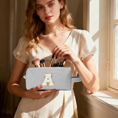 Travel Essentials - Portable Travel Toiletry Bag for Women, Initial Makeup Kit Organizer Make up Cosmetic Bag Set, Black L - Image 3