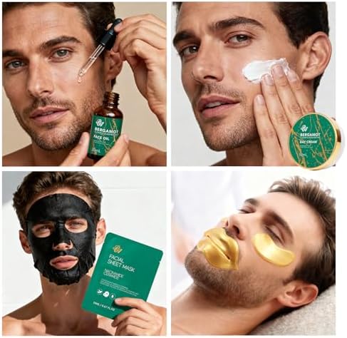 Men Bergamot Facial Skin Care Set, Fathers Day Gift, 21 Pcs Beard Grooming Kit, Bath and Body Gift Basket Set, Cleanser, Beard Oil, Serum, Face Cream, Birthday, Christmas, Husband, Dad, Boyfriend - Image 2