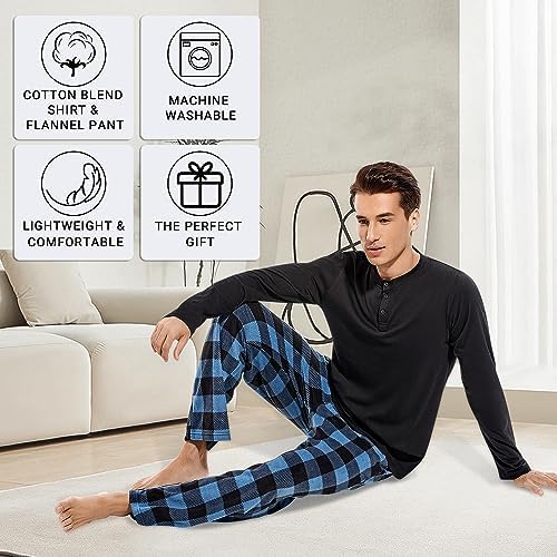 DG Hill Mens Pajama Pants - Pajamas Set Flannel PJ Pants for Men Cotton Top - Image 3