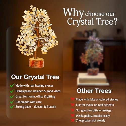 YATSKIA Citrine Crystal Tree | Natural Crystal Money Tree Desk Decor | Crystal Tree of Life | Shelf Decor for Bedroom | Birthday Gifts for Women | 10 Inch 300 Beads - Image 6