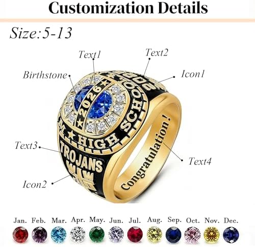 925 Sterling Silver 2026 Class Rings for women Men, Custom College High School Graduation Rings for Men 2026, Graduation Gifts for Her Him - Image 3
