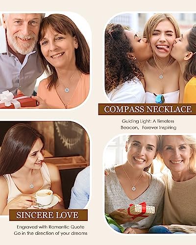 Compass Birthstone Pendant Necklace for Women, S925 Sterling Silver Jewelry - Image 4