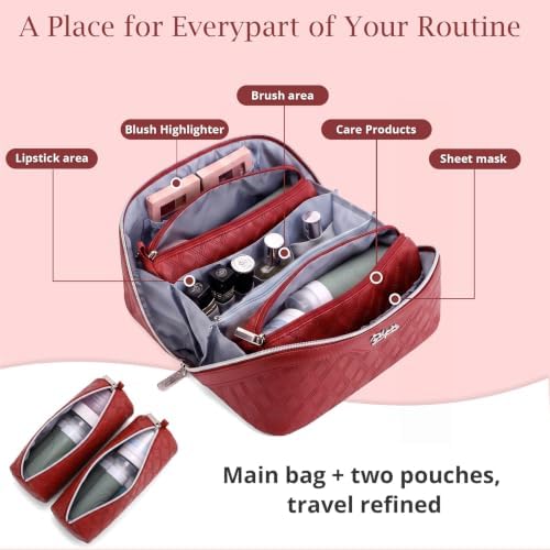 BOYATU Travel Makeup Bag Organizer: 3 Pcs Cosmetic Bag Set for Women Maroon - Image 3