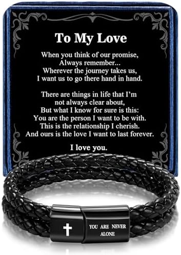 Christian Bracelet for Men, Bible Verse Leather Cross Gift for Men - Image 2
