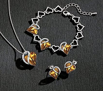 Leafael Valentine's Day Gift Necklaces for Women, Infinity Love Birthstone Heart Crystal Pendant, Birthday Anniversary Jewelry for Wife, Mom, and Her, Silver Plated, 18" + 2" Adjustable Chain