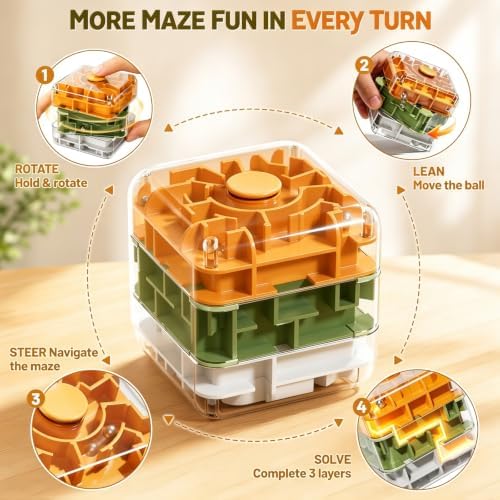 3 Layer 2 in 1 3D Rolling Ball Maze Cube, Fidget Kids Toys - Image 2