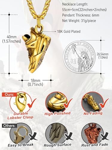 FaithHeart Sports Necklace for Men Women, Stainless Steel Gold Plated 3D Football/Soccer/Basketball/Volleyball Pendant Jewelry with Delicate Gift Packaging - Image 6
