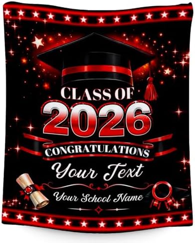 2026 Graduation Gifts Personalized Blanket with Name, Soft Flannel Fleece Blanket for Couch Bed Dorm Travel by Foryourlove