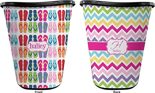 RNK Shops Personalized Flipflop Waste Basket - Double Sided (Black) - Image 2