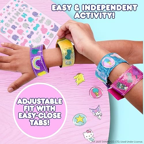 Hello Kitty® and Friends Sparkle Bracelets, Customize 4 Reversible Glitter Bracelets for Kids with Puffy Stickers, Kawaii Jewelry Craft, Cute Girls' Jewelry Kit, DIY Accessories Gift Ages 3+ - Image 5