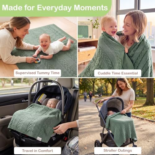 Organic Cotton Knit Baby Blanket Unisex Infant & Toddler 31x43 in - Image 6