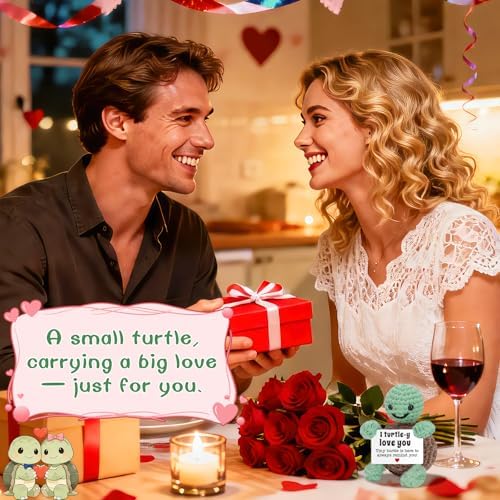 4THFARMES Mini Funny Turtle Crochet for Her Him, Wife Husband Girlfriend Boyfriend I Love You Gifts, Anniversary Birthday Gifts Small Cute Stuff Things, Turtle Easter Decorations Decor - Image 3