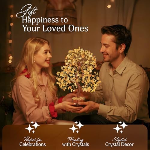 YATSKIA Yellow Aventurine Crystal Tree | Positive Energy Crystals Gem Tree | Crystals and Stones | Coffee Table Decor | Birthday Gifts for Women | 10 Inch 300 Beads - Image 5