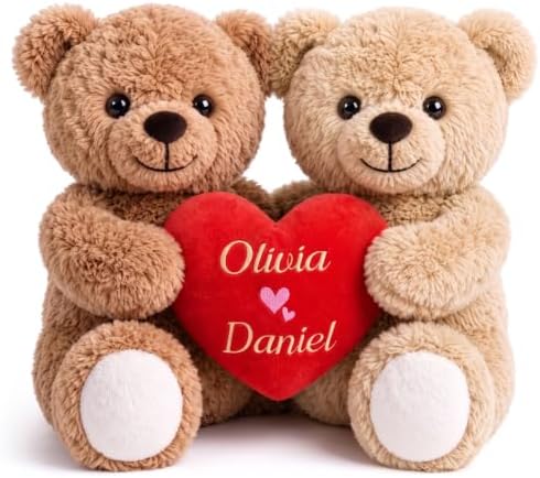 Personalized Teddy Bear with Name & Text- Custom Stuffed Animal 2 Pack by Cryphart-CustomGiftExpert