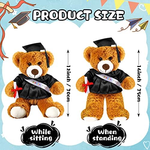 Foilswirl Graduation Bear 2026 with Gown Cap Tassel Graduation Stuffed Animal Plush Bear Toy for Class of 2026 Prek Preschool Kindergarten High School College Graduate Gift (14”h, Black) - Image 2